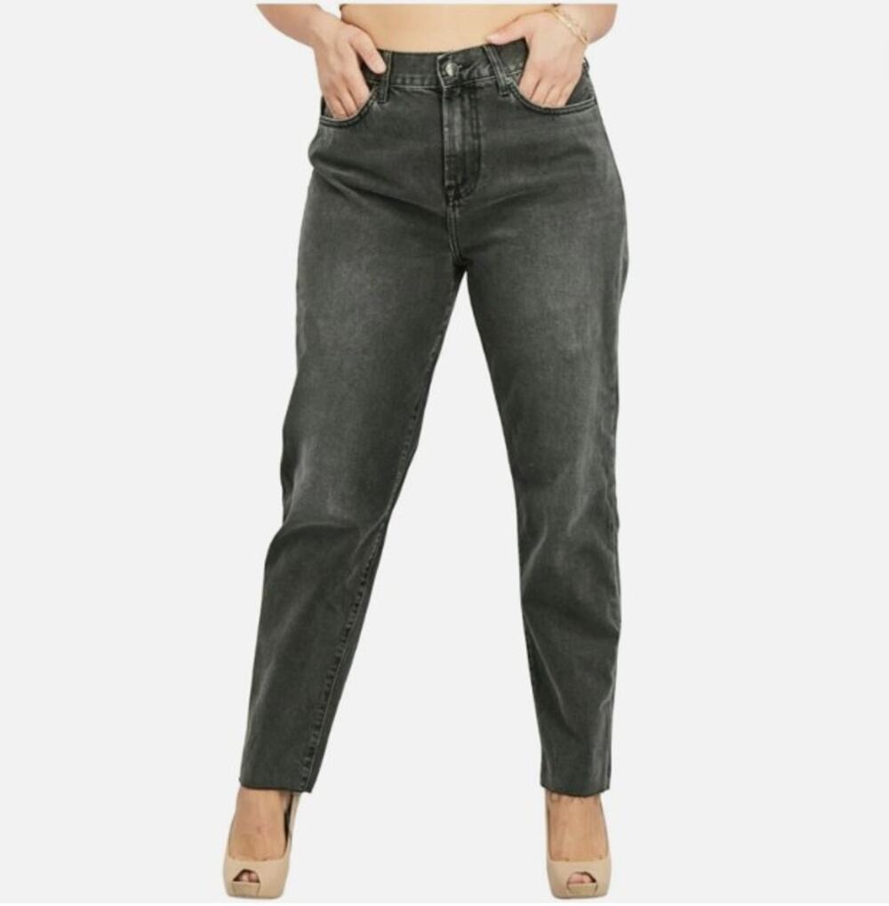 NWT Forever 21 Mom Jeans Size 14 Relaxed HighRise Tapered Leg Washed Black Gray